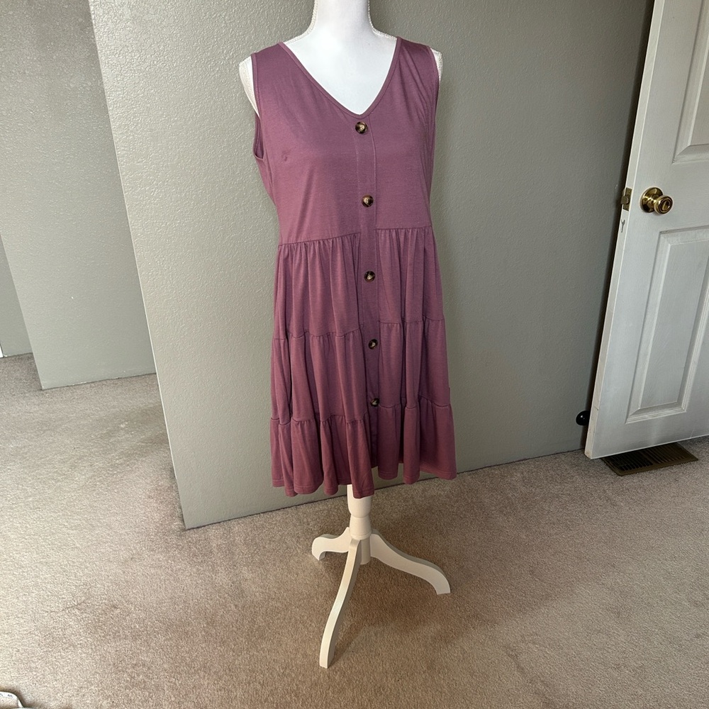 Halife Dusty Rose Buttoned Midi Dress